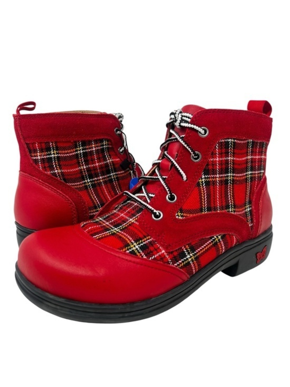 Alegria Red Plaid Lace-Up Ankle Boots